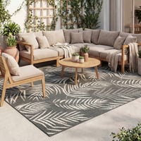 Tapis d'extérieur - Malta Leaves Noir