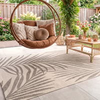 Tapis d'extérieur en jute - Nomad Leaves Crème