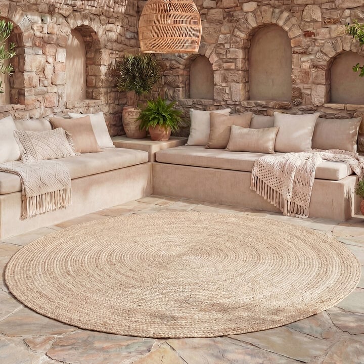 Tapis d'intérieur et d'extérieur rond - Bali Beige