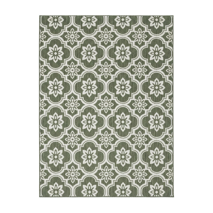Tapis d’extérieur – Rio Flower Vert - 1