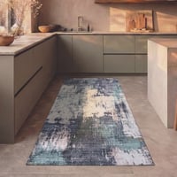 Tapis de couloir lavable - Domingo Grunge Vert/Crème