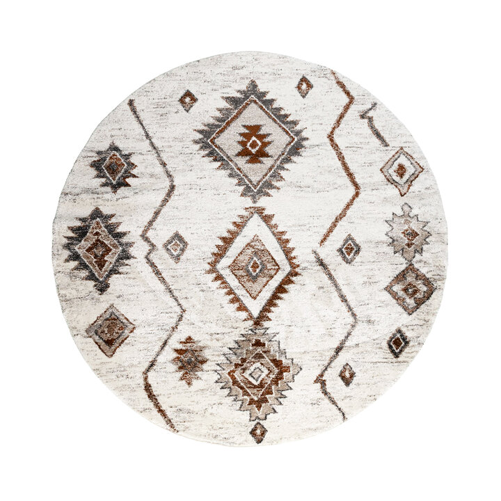 Tapis berbère rond - Blend Aztec Terracotta - 1