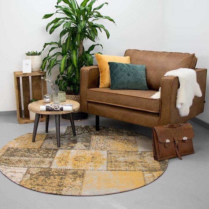 Tapis patchwork rond - Dreams Jaune Ocre - 6