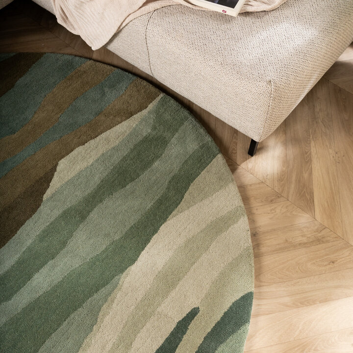Tapis rond en laine – Liora Vert - 3