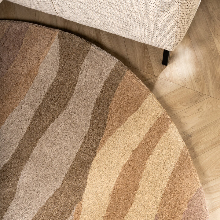 Tapis rond en laine – Liora Beige - 3