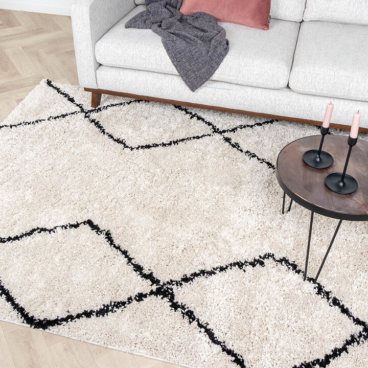 Tapis à poils longs - Sensa Double Crème/Noir - 3