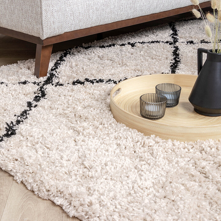 Tapis à poils longs - Sensa Double Crème/Noir - 4