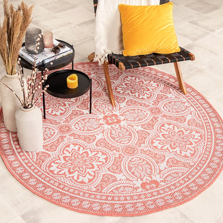 Tapis d'extérieur rond - Summer Oriental Rose