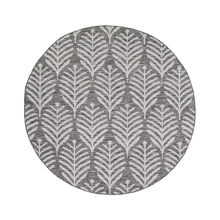 Tapis d'extérieur rond - Summer Leaves Gris - 1