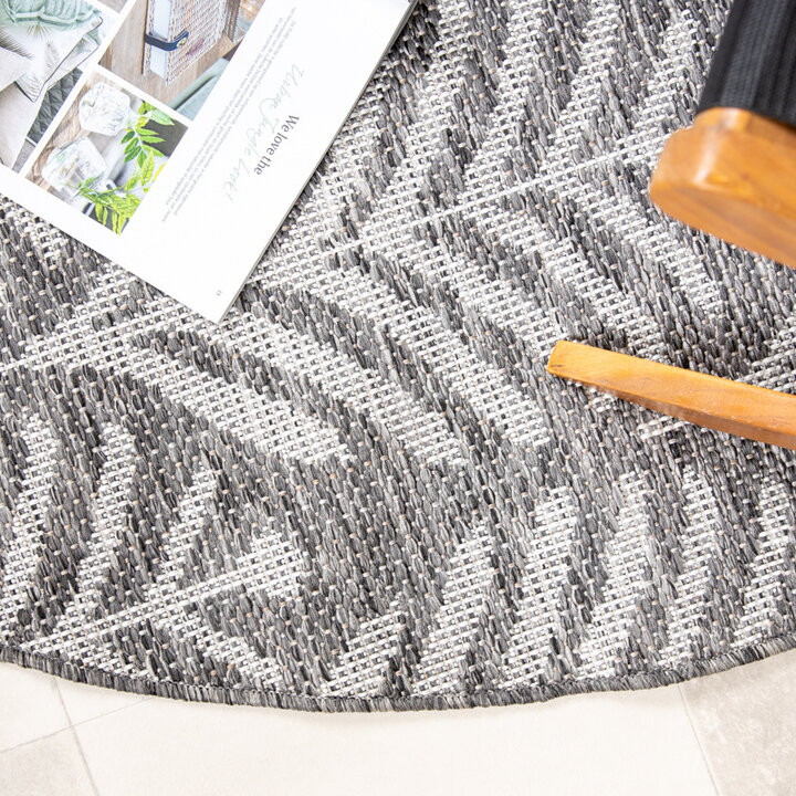 Tapis d'extérieur rond - Summer Leaves Gris - 3