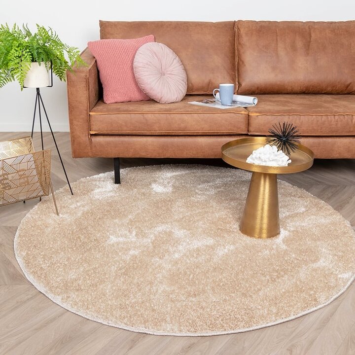 Tapis rond à poils longs - Glazy Crème