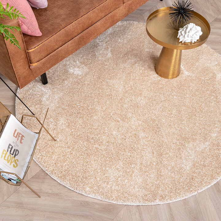 Tapis rond à poils longs - Glazy Crème - 3