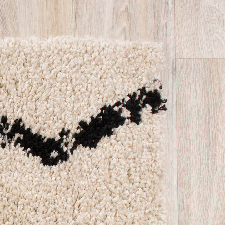 Tapis à poils longs - Grand Moves Crème/Noir - 4