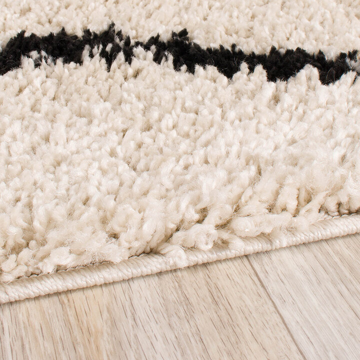Tapis à poils longs - Grand Moves Crème/Noir - 5