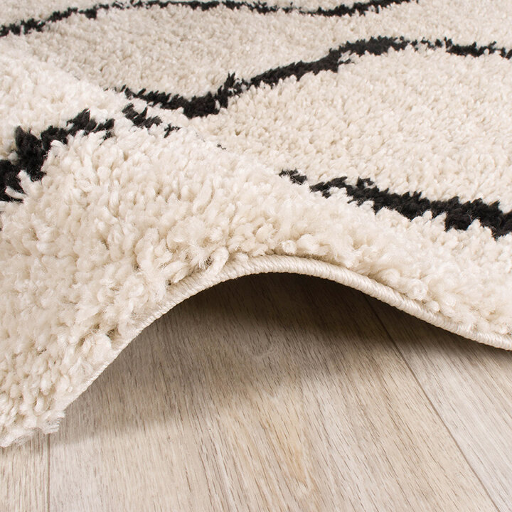 Tapis à poils longs - Grand Moves Crème/Noir - 6
