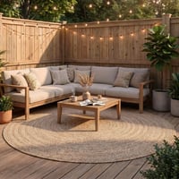 Tapis d'intérieur et d'extérieur rond - Bali Beige