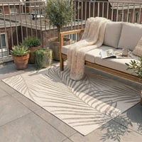 Tapis d'extérieur en jute - Nomad Leaves Crème