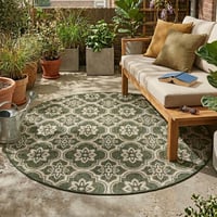 Tapis d’extérieur rond – Rio Flower Vert