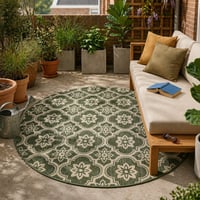 Tapis d’extérieur rond – Rio Flower Vert