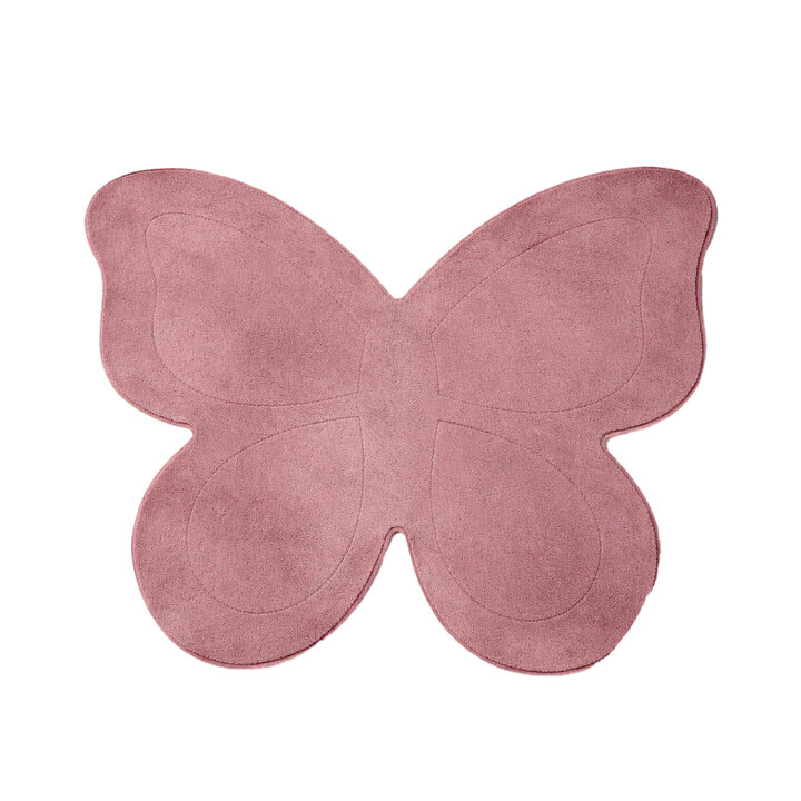 Tapis Enfant Lavable – Coco Papillon Rose Foncé - 1