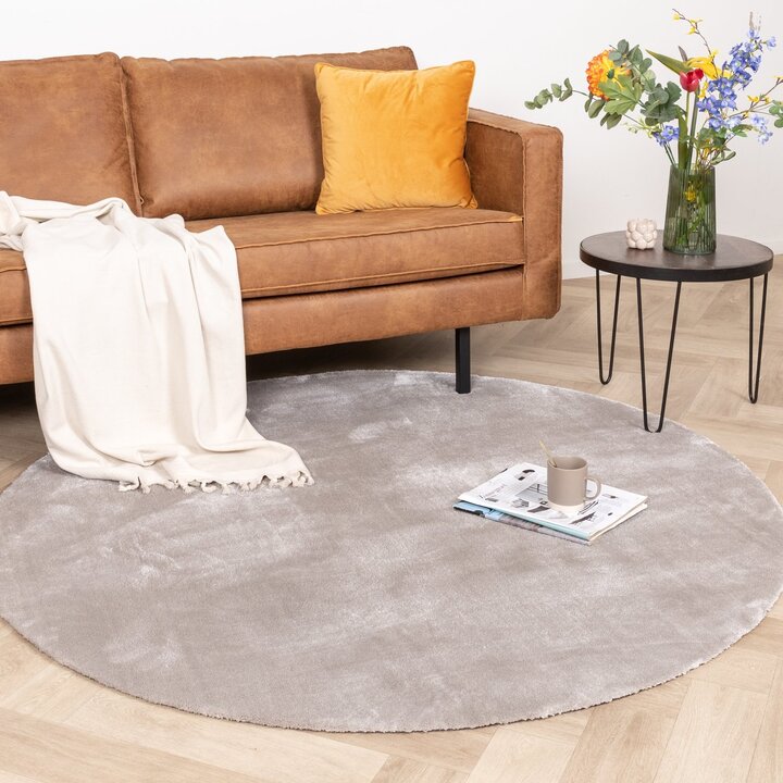Tapis rond en viscose lavable - Vive Gris